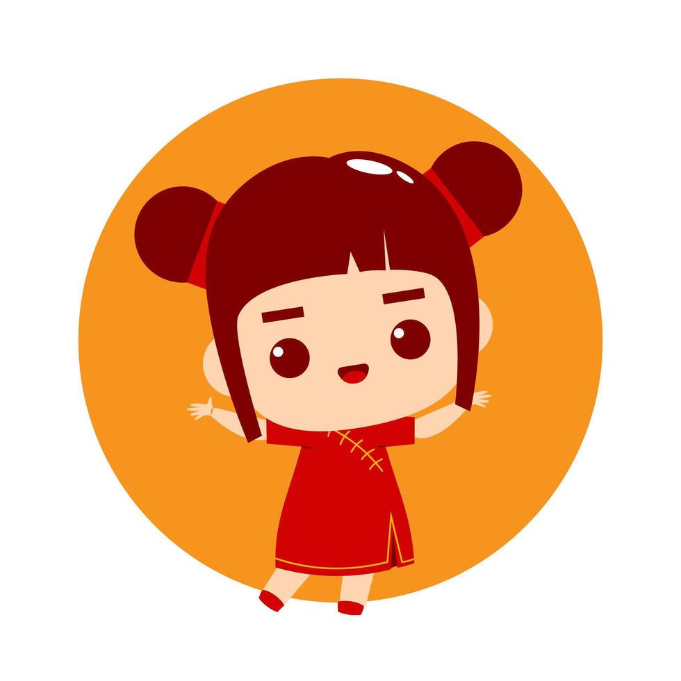 Cute Girl Cartoon Character Chinese New Year vector