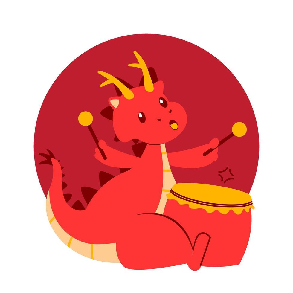 Red Dragon Chinese New Year Element vector