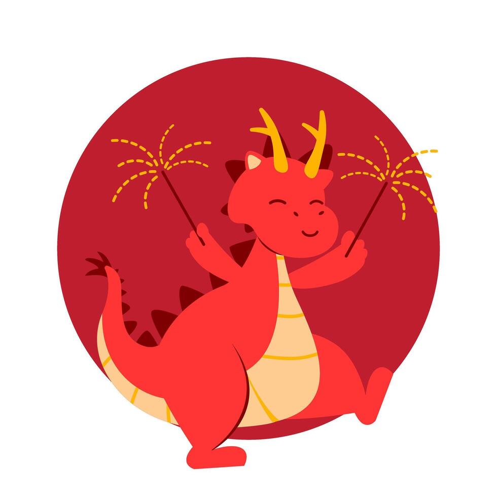 Red Dragon Chinese New Year Element vector