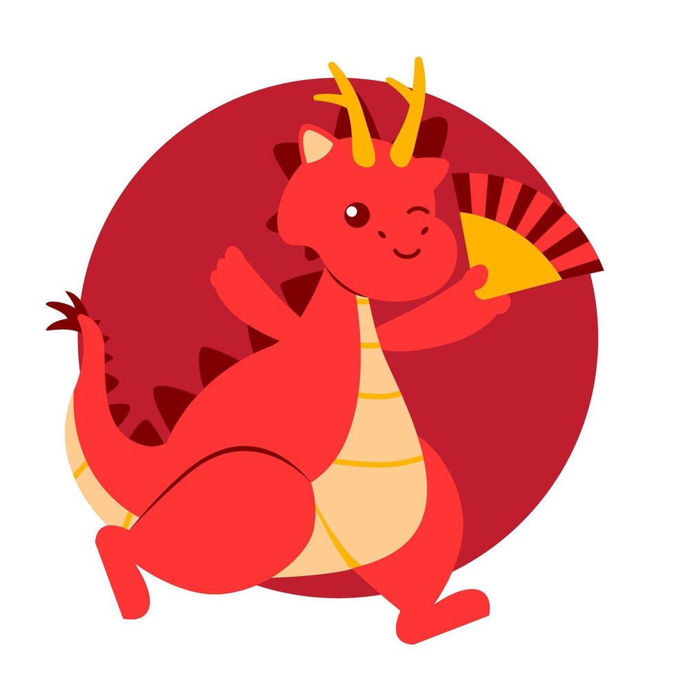 Red Dragon Chinese New Year Element vector