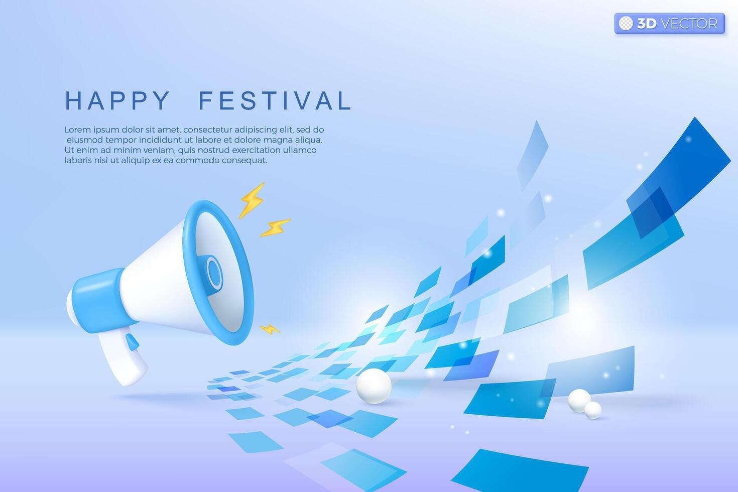 3d megaphone speaker with lightning icon symbol. loudspeaker announce discount promotion, Sell reduced prices, Marketing time concept. 3D vector isolated illustration, Cartoon pastel Minimal style.