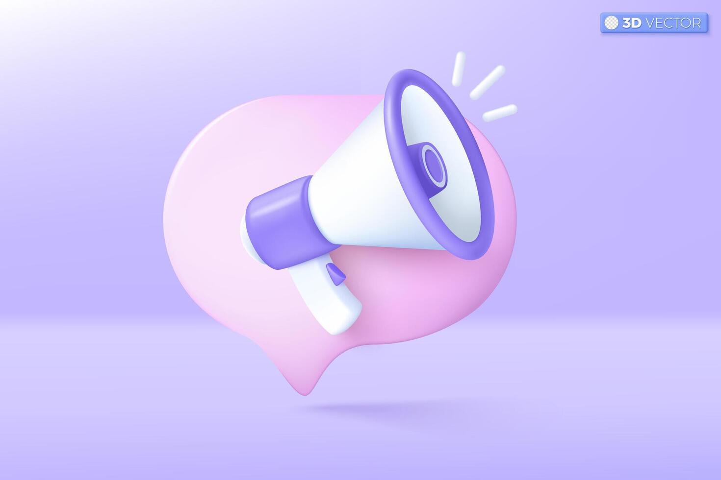 3d megaphone speaker icon symbol. Notification bell, speech bubble, loudspeaker announce discount promotion, Sell reduced prices concept. 3D vector isolated illustration, Cartoon pastel Minimal style.