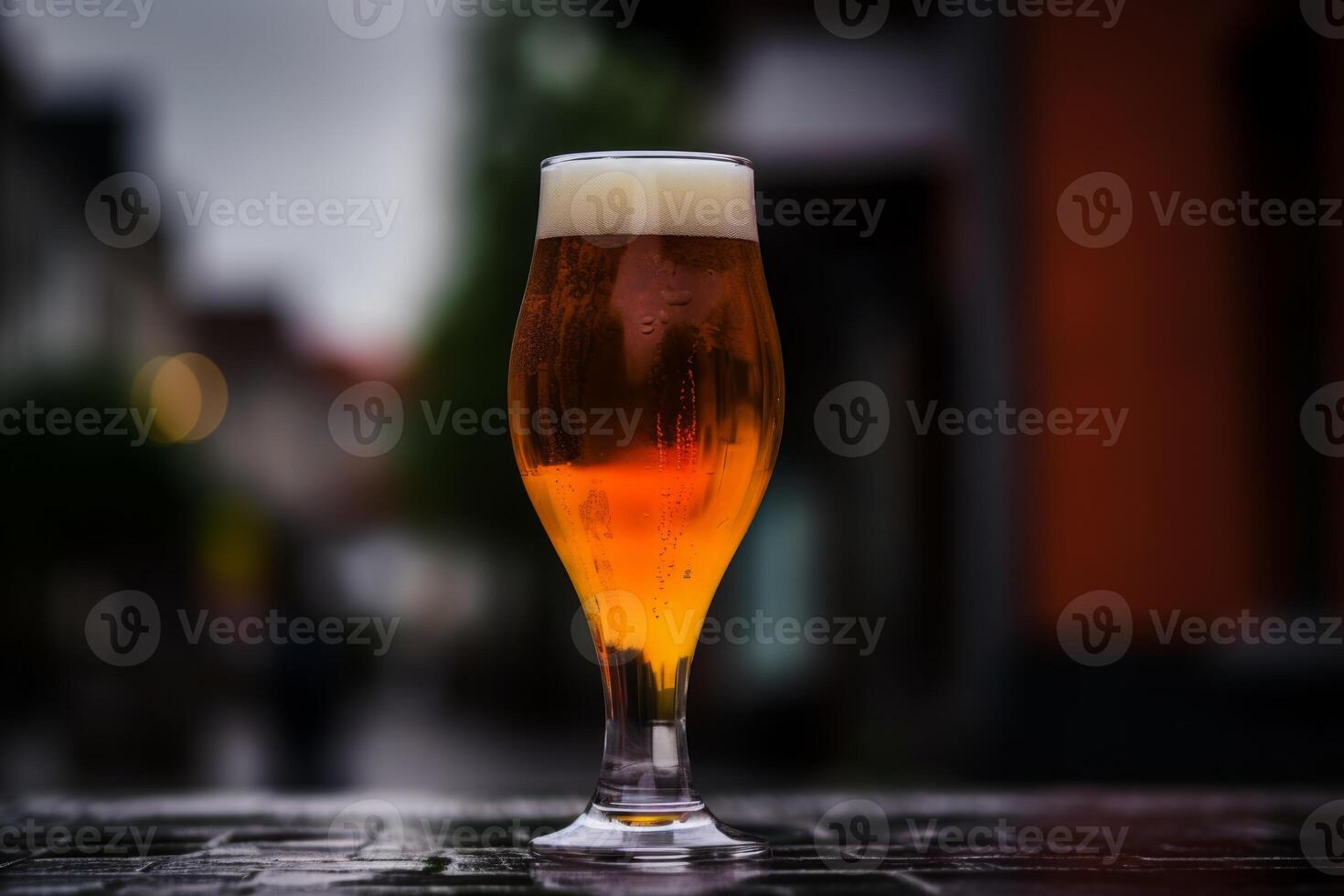 AI Generated Cold fresh craft beer Oktoberfest Munich brilliance delicious unbottled foam mug glass keg beer wooden table bar pub. Brewery alcohol non-alcoholic drink party degustation holiday photo