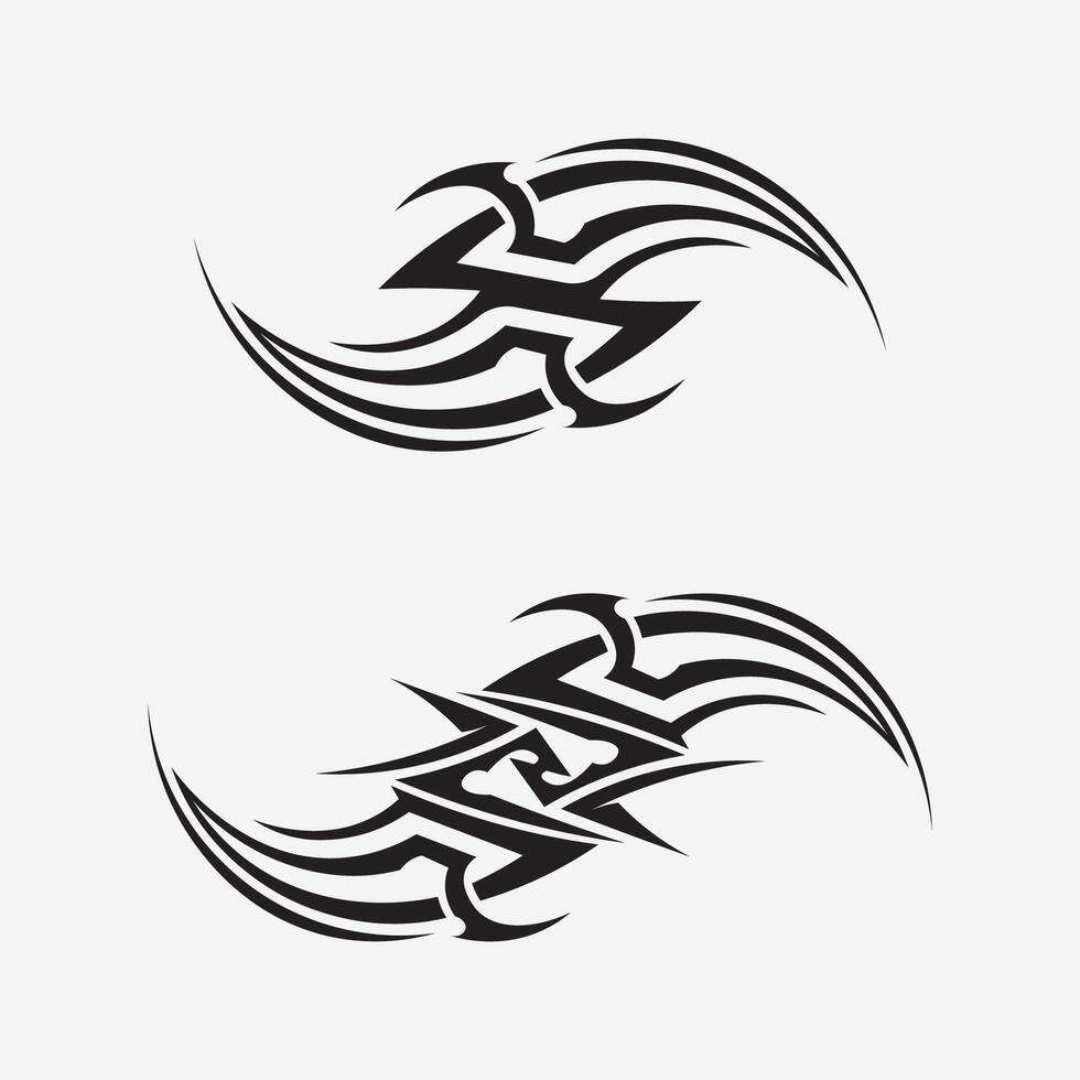 icono de diseño de logotipo vectorial tribal negro y signo tribal vector