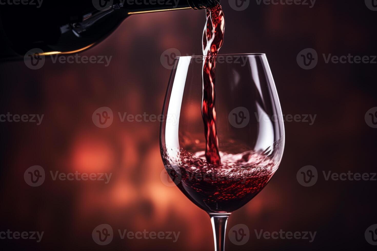 AI Generated Pouring red wine to glass party restaurant bar gourmet celebration luxury taste splashing grape alcohol expensive drink bordeaux chateu cabernet bottle refreshment toned drops bubbles photo