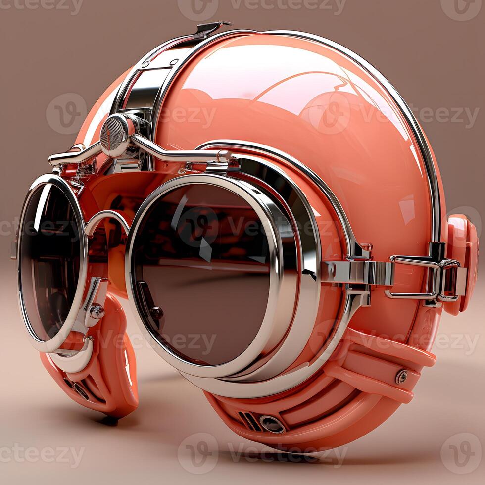 AI generated Original Motorcycle Helmet isolated on pink background. photo