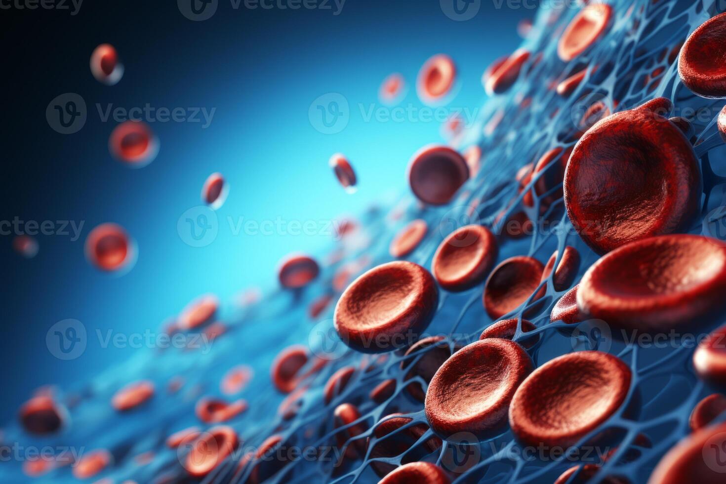 AI Generated Red blood cells arterial blood stream health biology anatomy physiology microscopic microbiology science medical treatment human vein circulation pressure level life cell organic photo