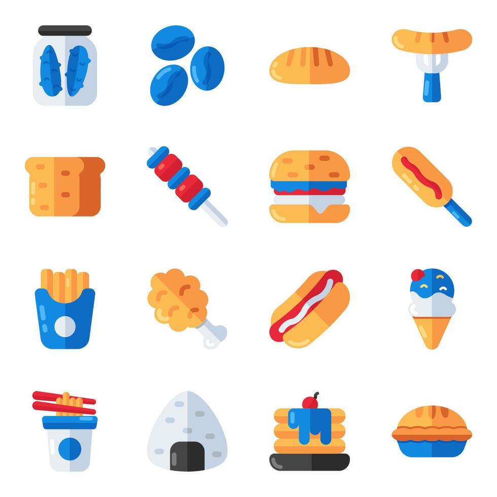 Set of Food and Vegetables Flat Icons vector
