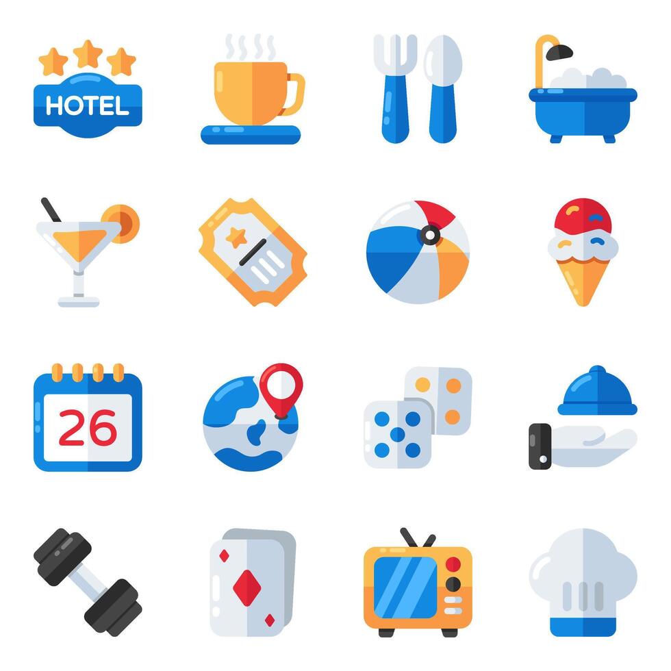 Set of Holidays Flat Icons vector