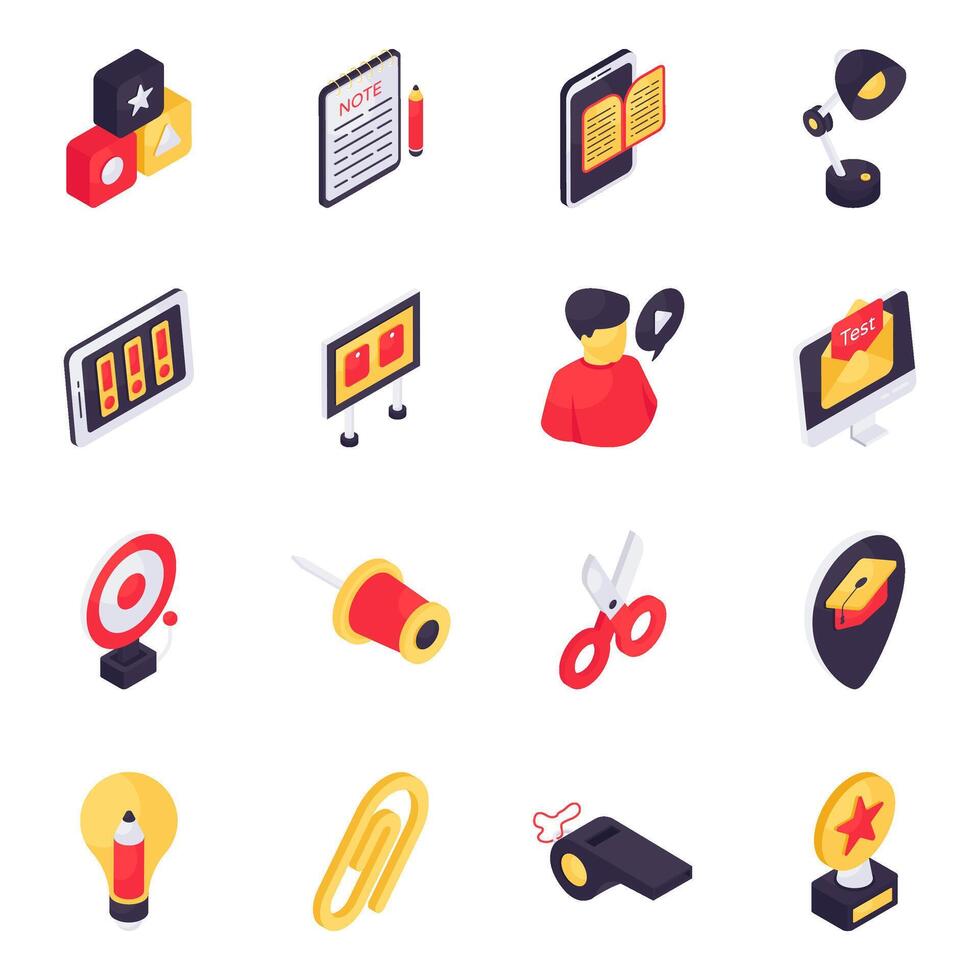 Set of Knowledge Isometric Icons vector