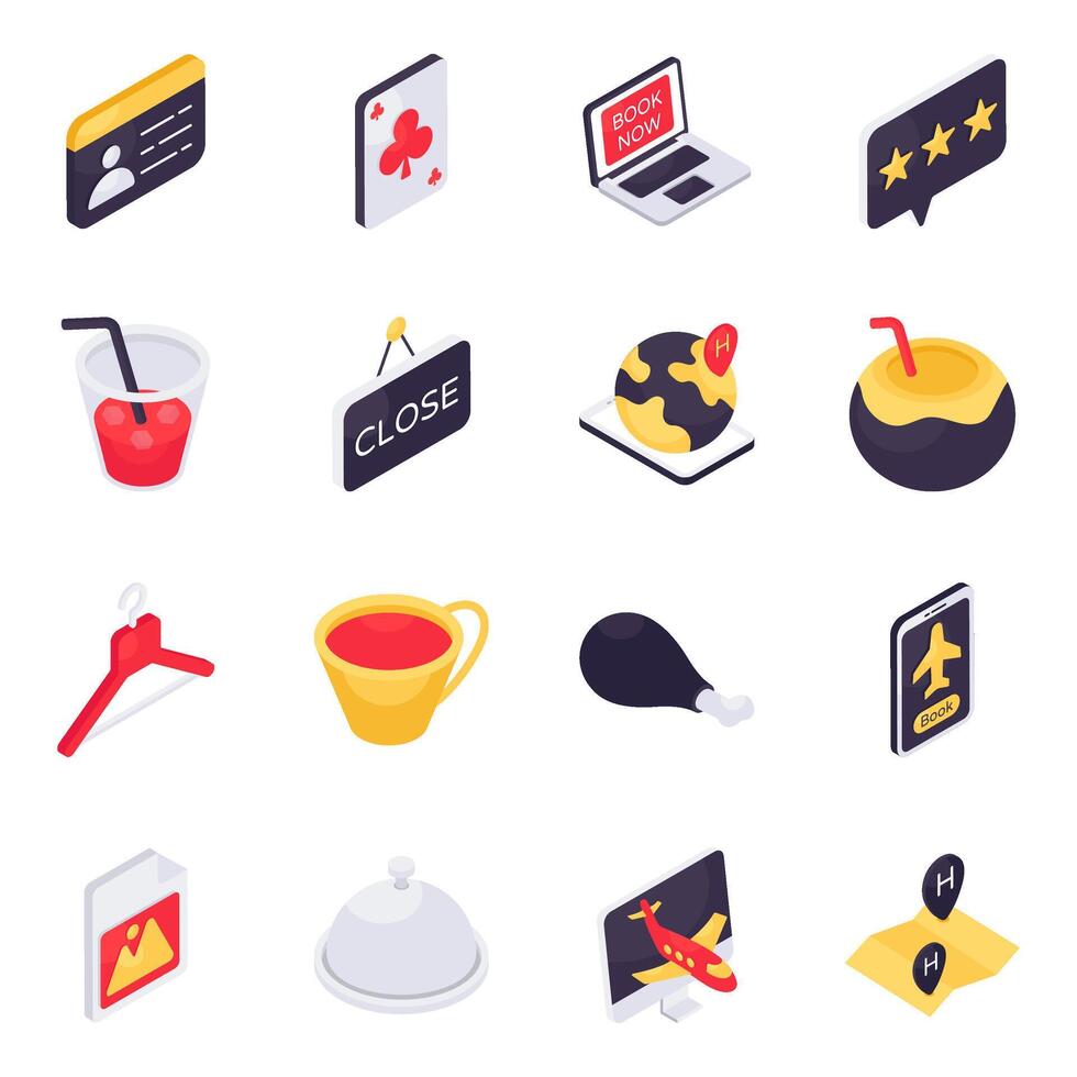 Set of Holidays Isometric Icons vector