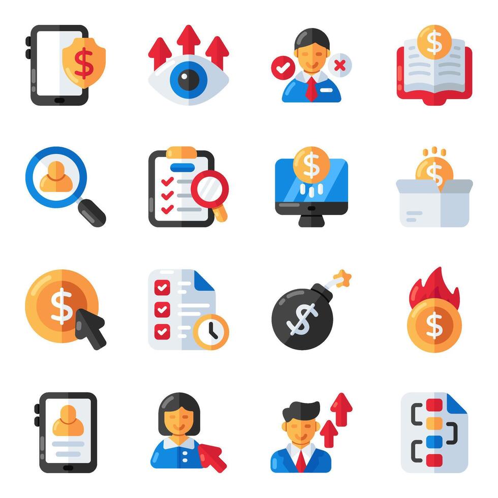 Set of Business and Economy Flat Icons vector