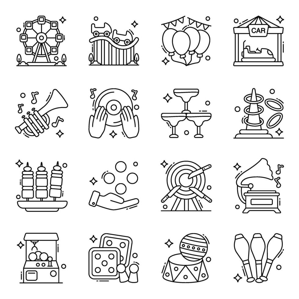 paquete de iconos lineales de música y entretenimiento. vector