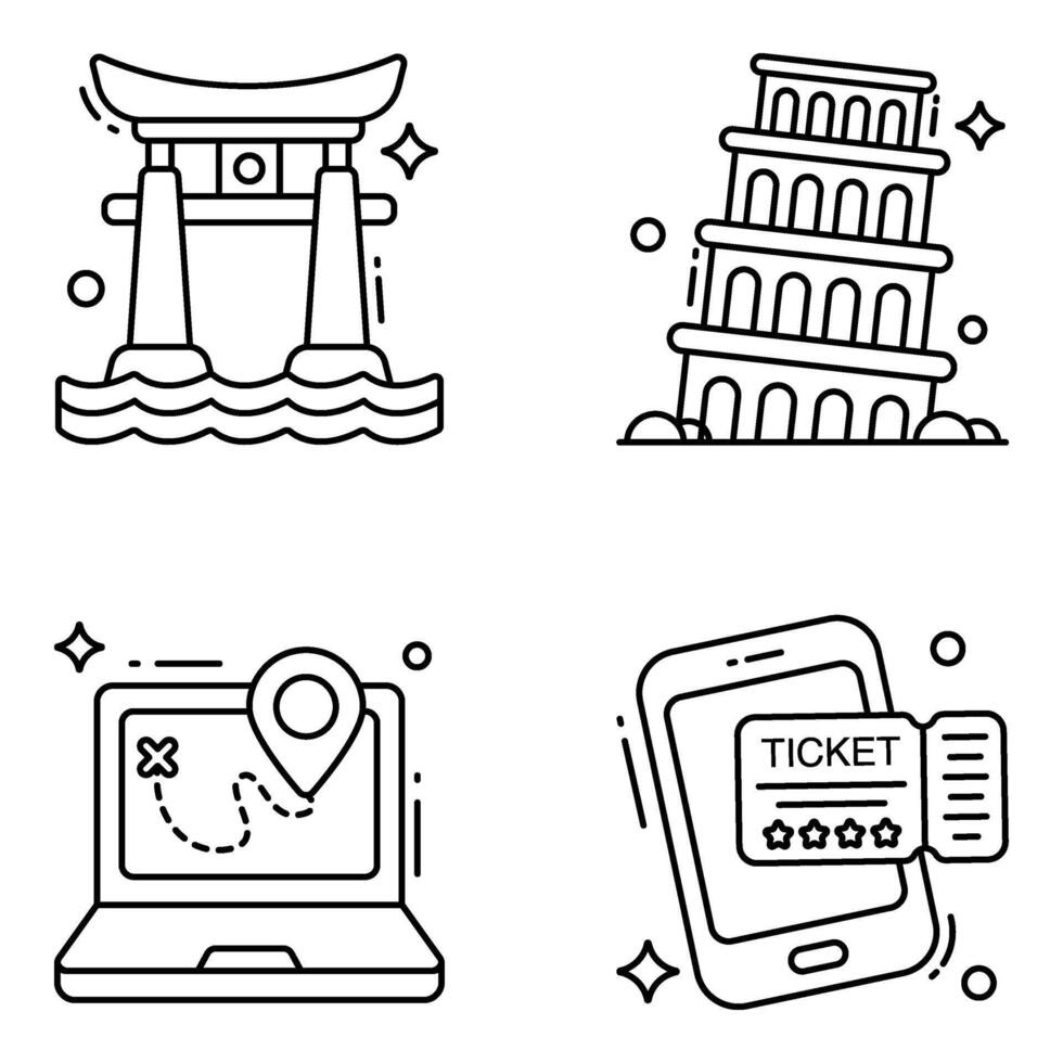 Pack of Travel and Landmarks Linear Icons vector