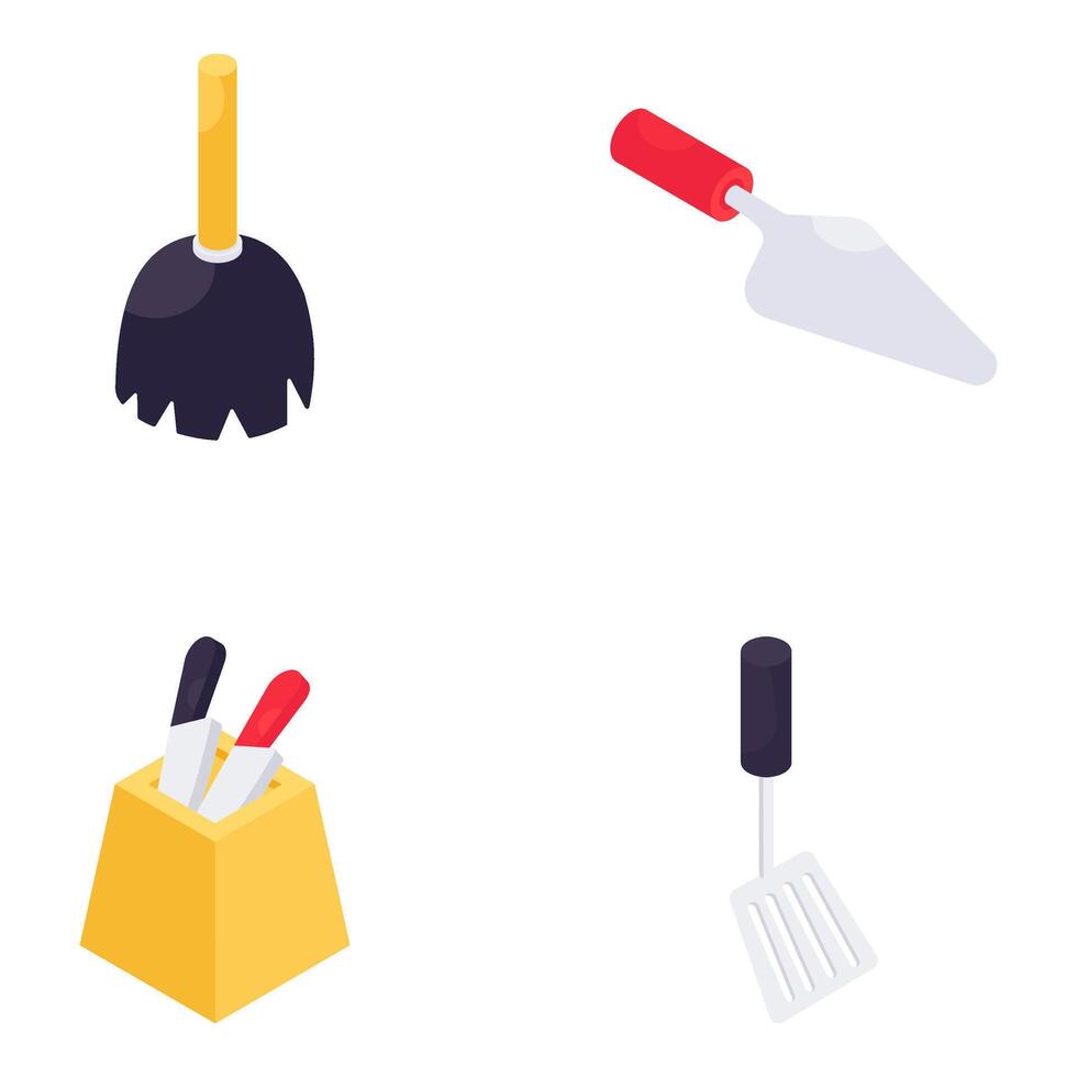 Set of Home Accessories Isometric Icons vector