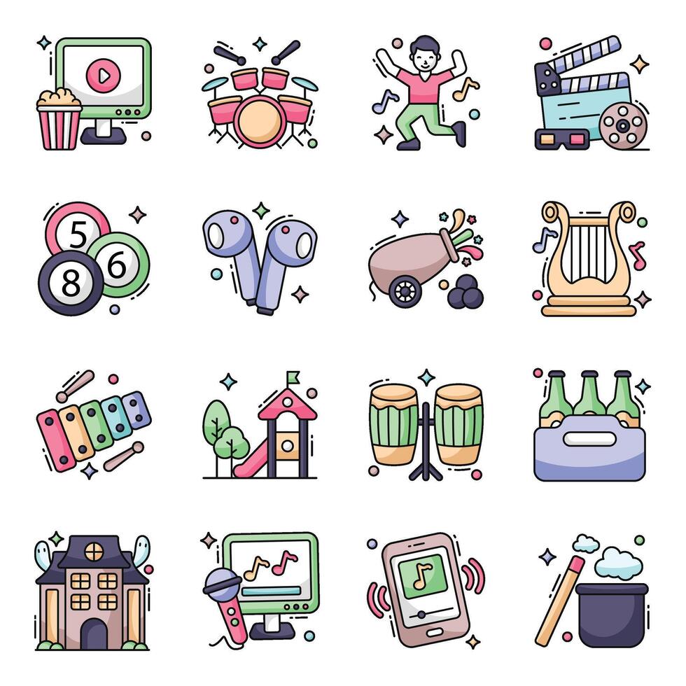 Pack of Fun Flat Icons vector