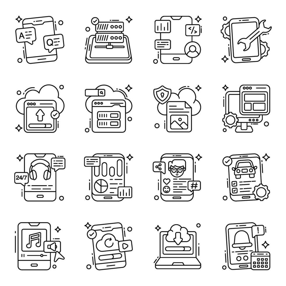 Pack of Mobile Service Linear  Icons vector