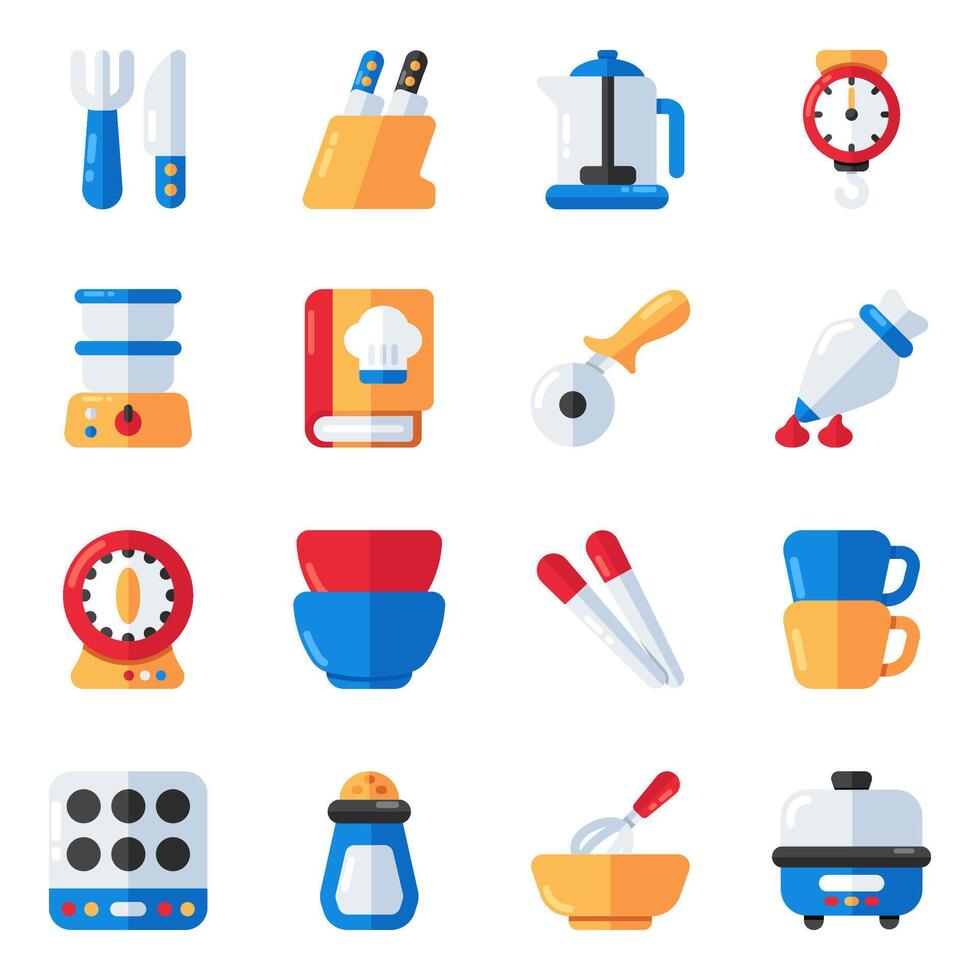 Set of Kitchenware Flat Icons vector