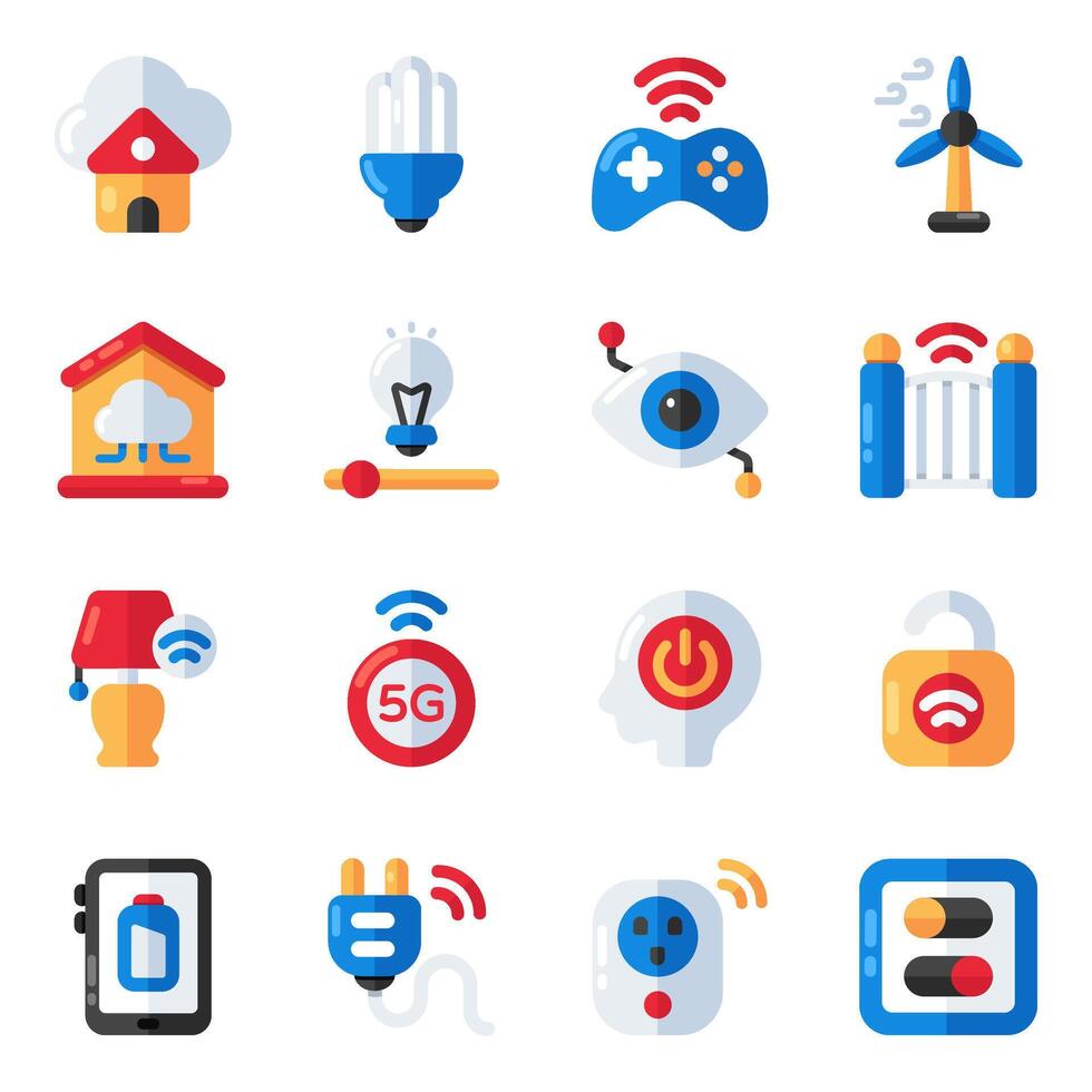 Set of Devices and Gadgets Flat Icons vector