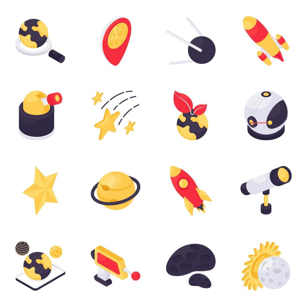 Set of Astrology Isometric Icons vector