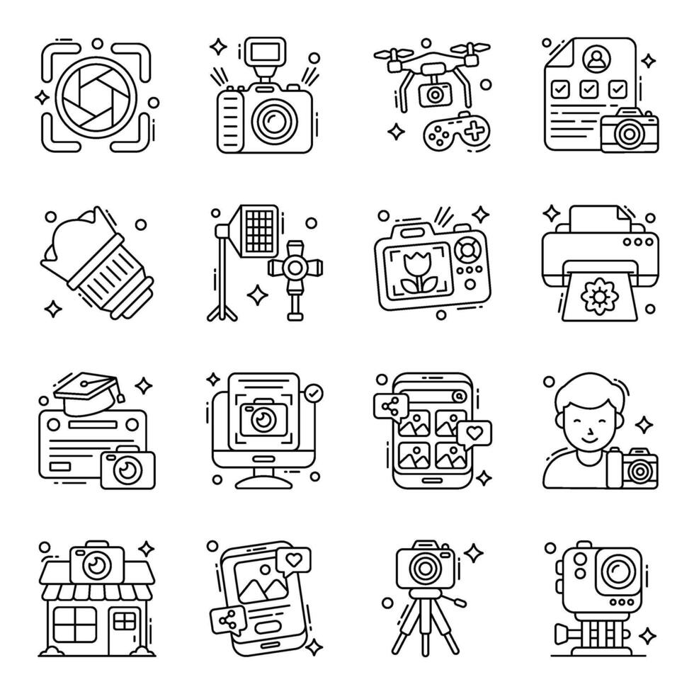 Pack of Photography Linear  Icons vector