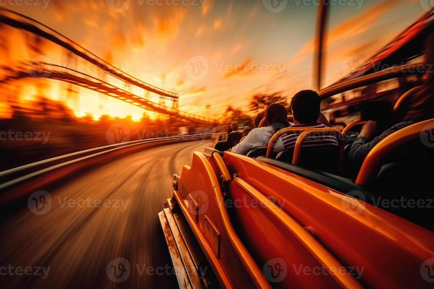 AI Generated Stunned enthusiastic happy funny shocked amazed woman wonder man screaming yelling people scared afraid girl scream shout yell joyful riding rollercoaster amusement park amazing photo