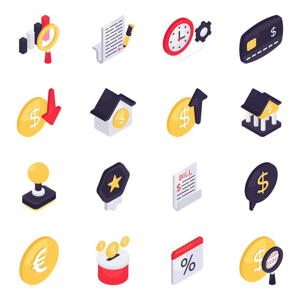 Set of Business and Data Isometric Icons vector