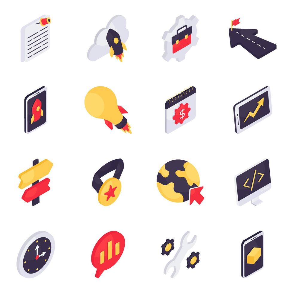 Set of Commencement Isometric Icons vector