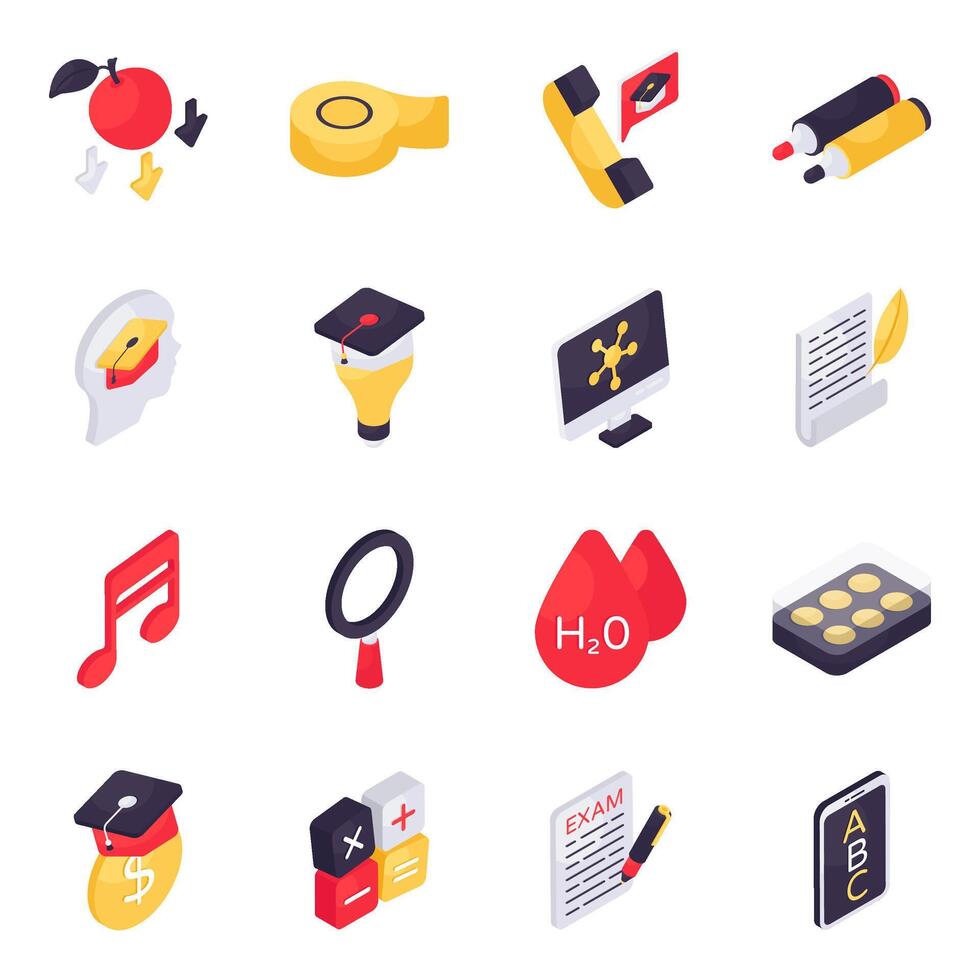 Set of Learning and Study Isometric Icons vector