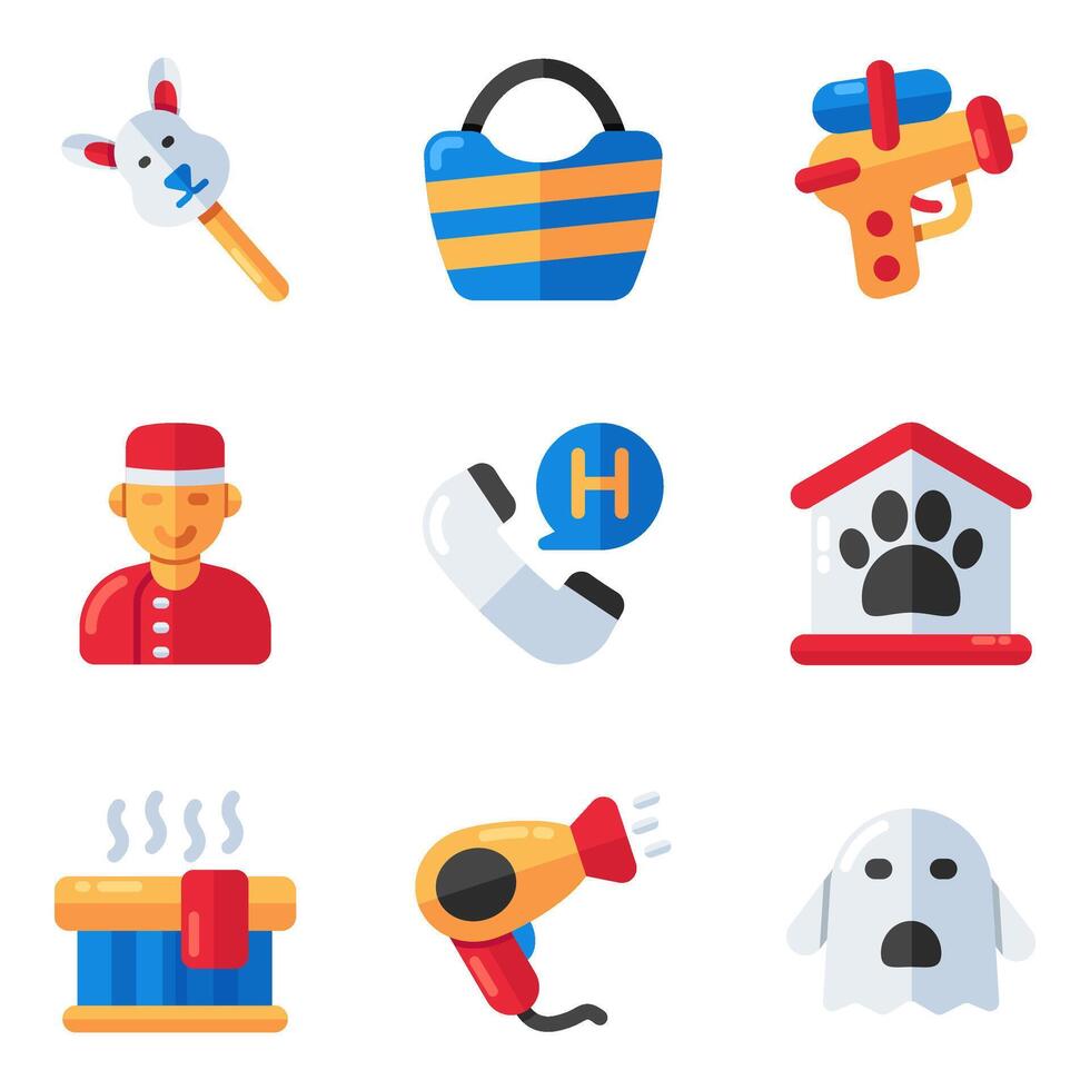 Set of Traveling and Adventure Flat Icons vector