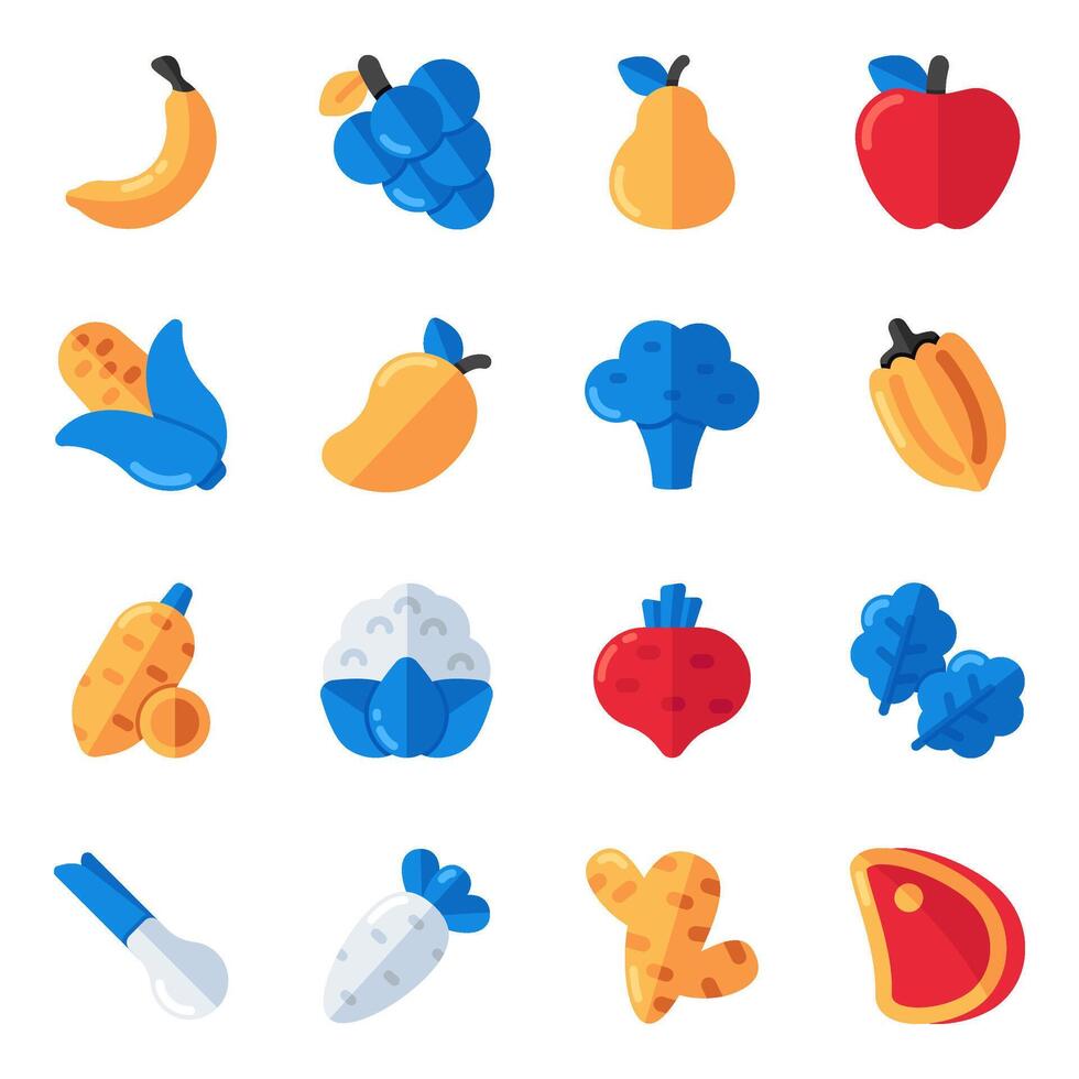 Set of Meal Flat Icons vector