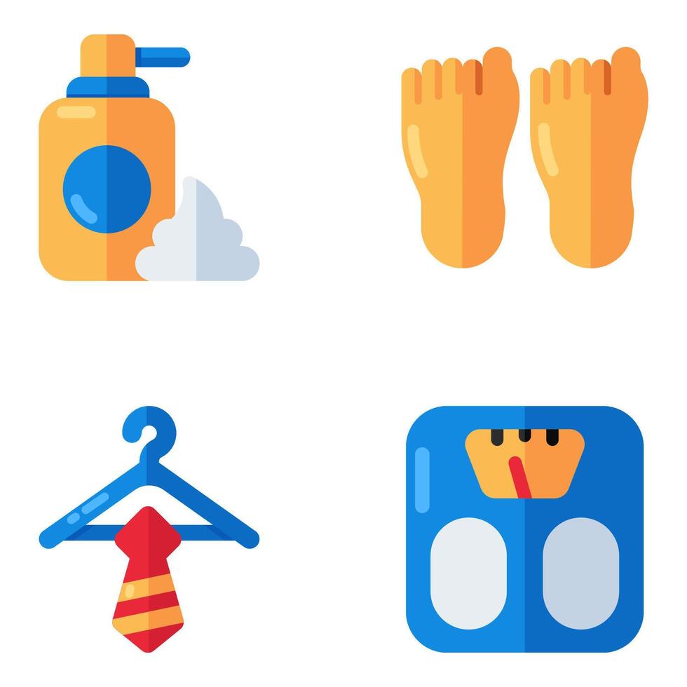 Set of Grooming Accessories Flat Icons vector