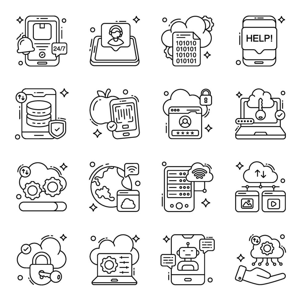 Pack of Phone Service Linear Icons vector