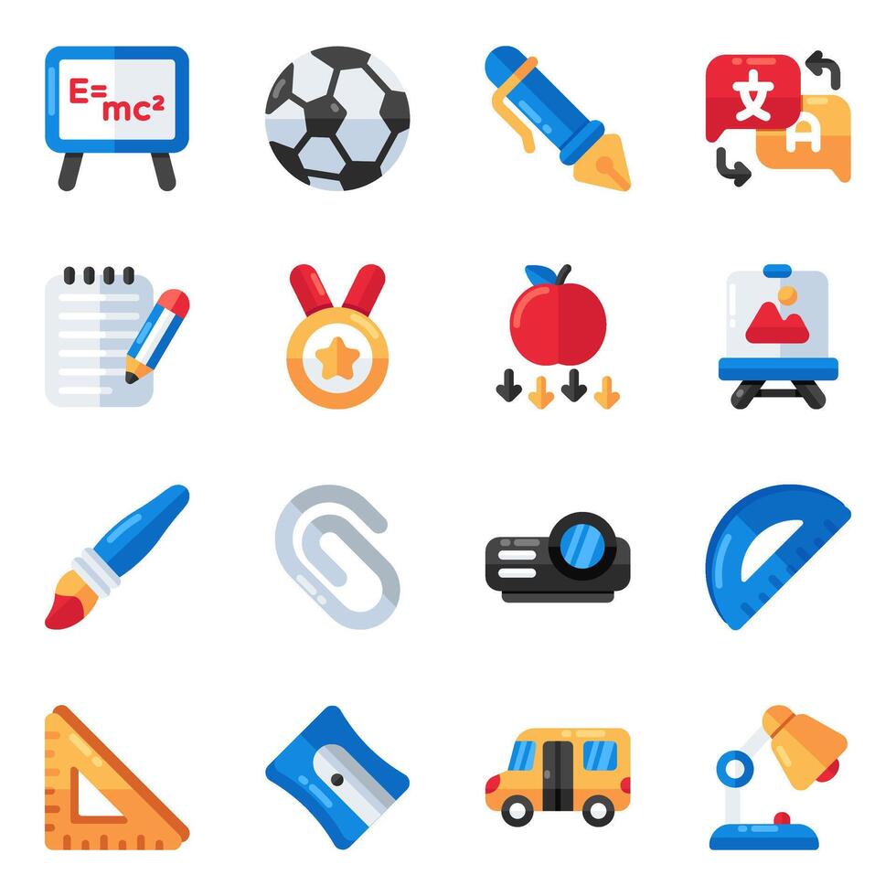 Set of Study Flat Icons vector
