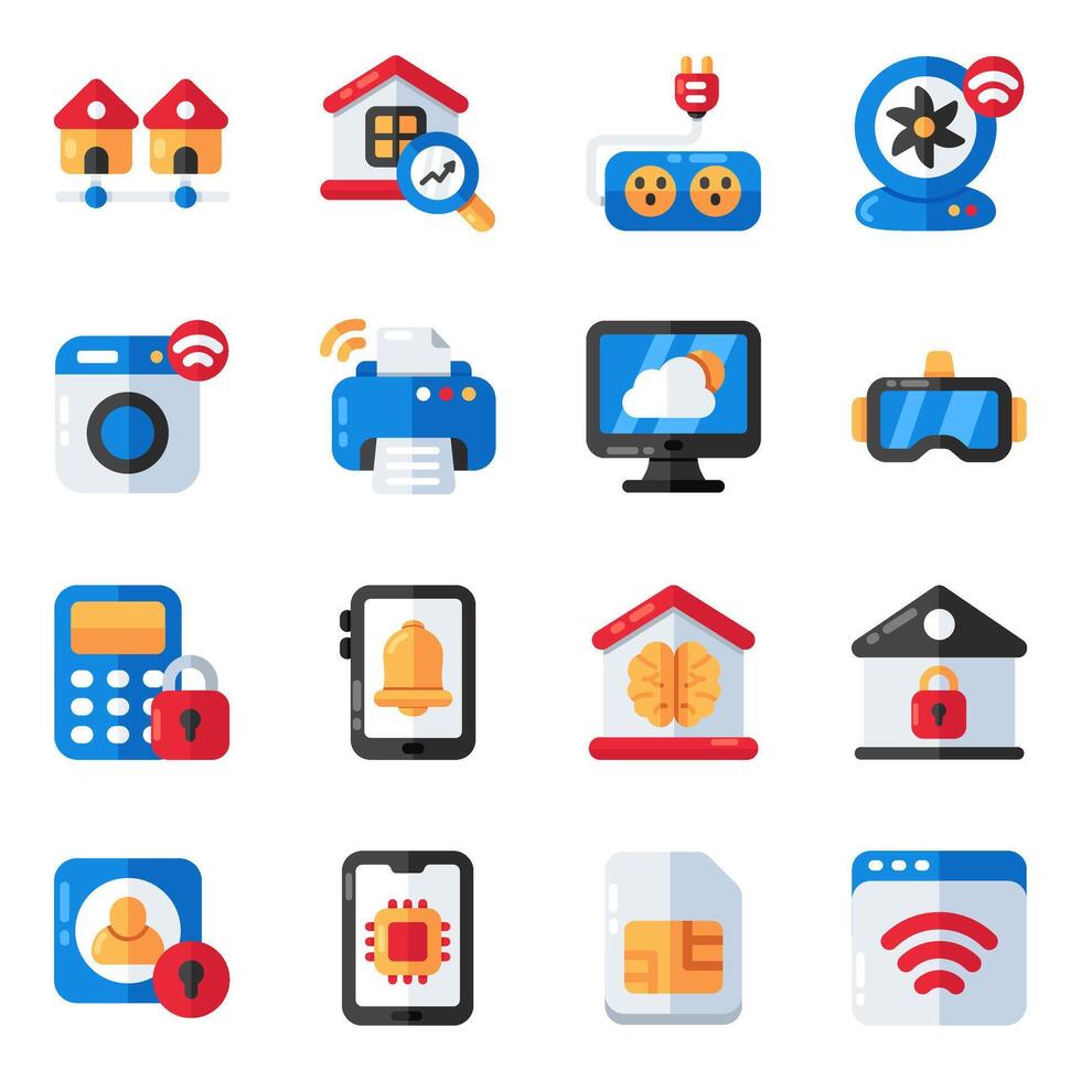 Set of Digital Home Flat Icons vector