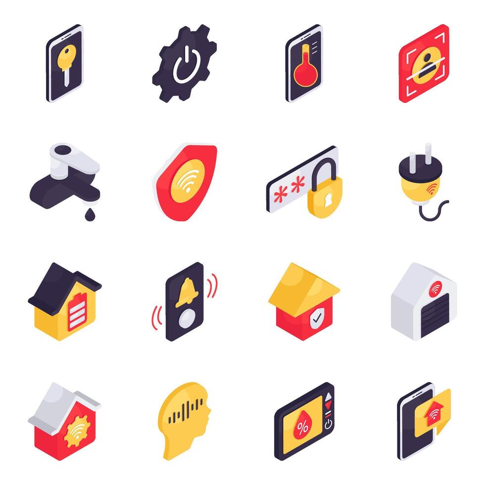 Set of Smart Appliances Isometric Icons vector