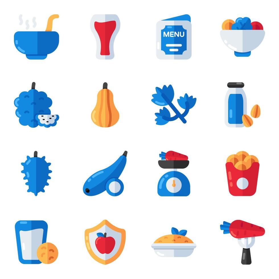Set of Food and Meal Flat Icons vector