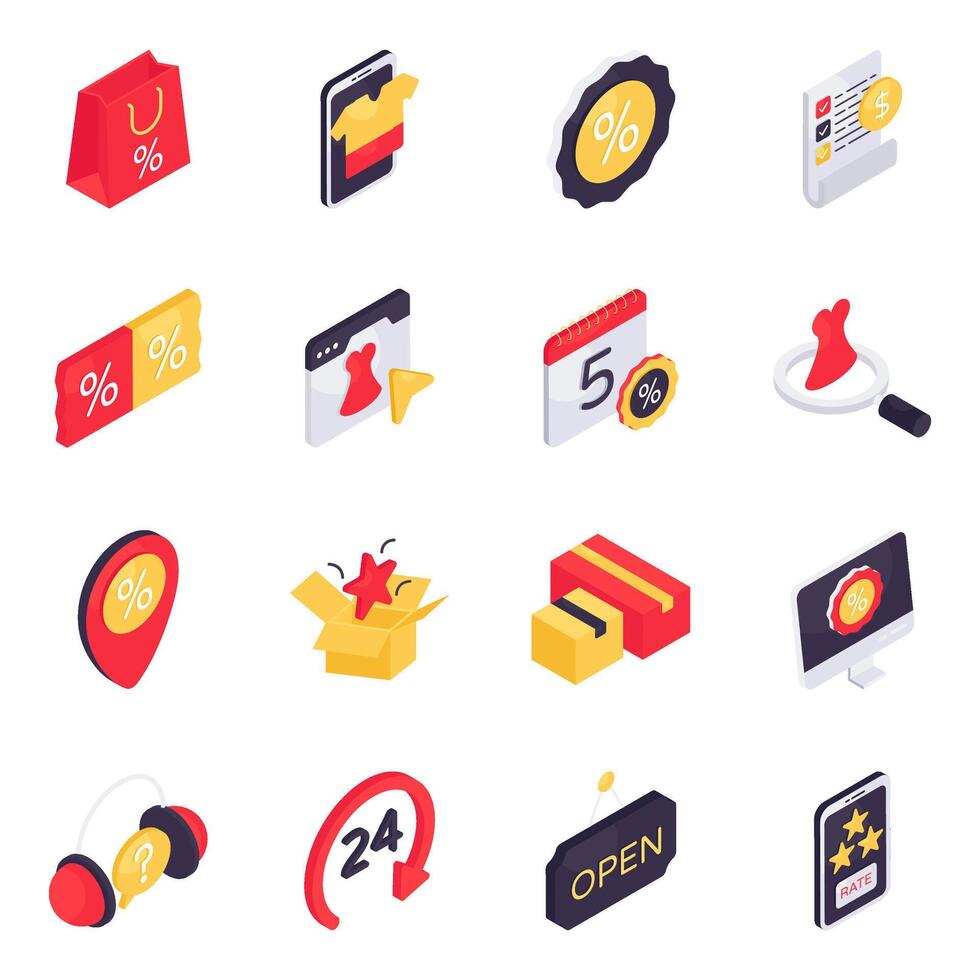 Set of Shopping Isometric Icons vector