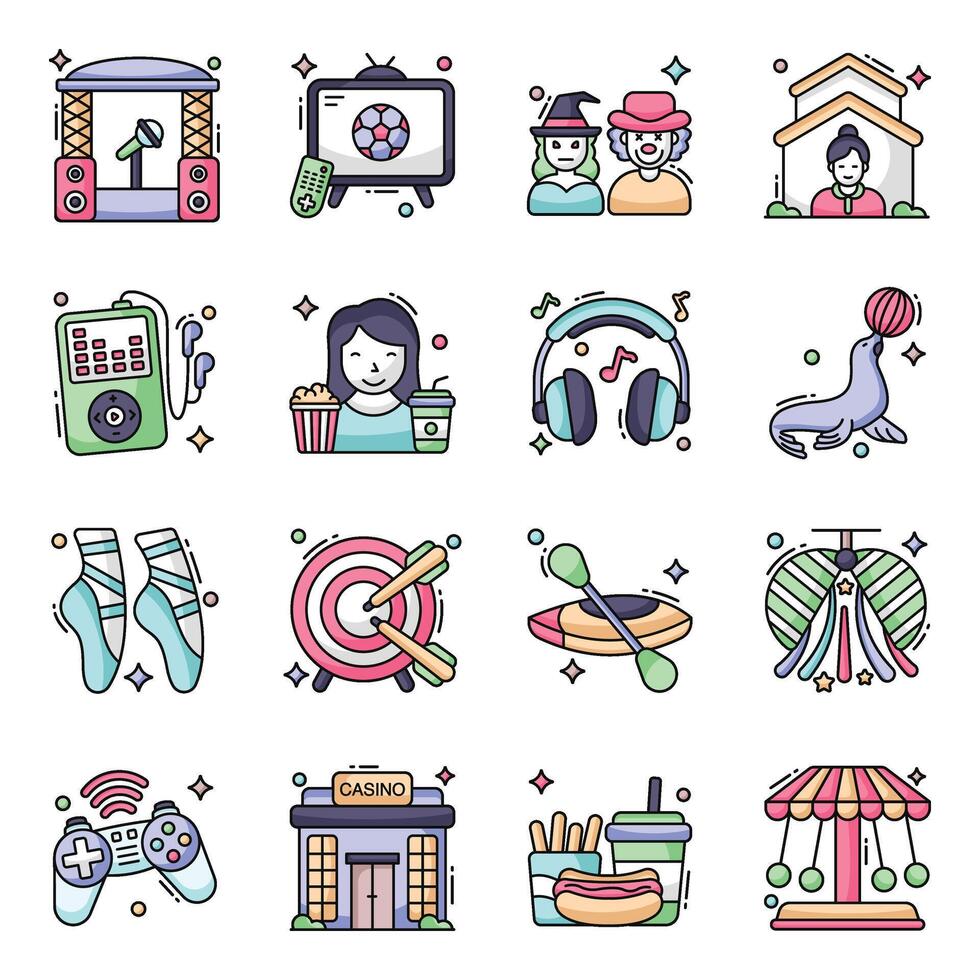 Pack of Enjoyment Flat Icons vector