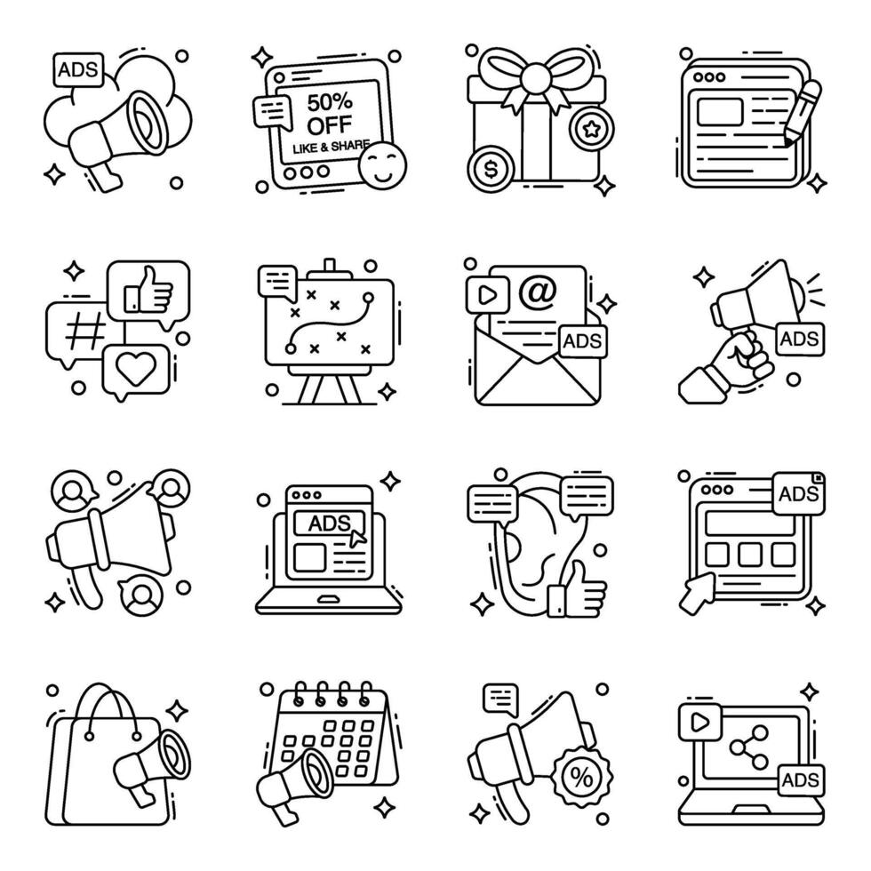 Pack of Promotion Linear Icons vector