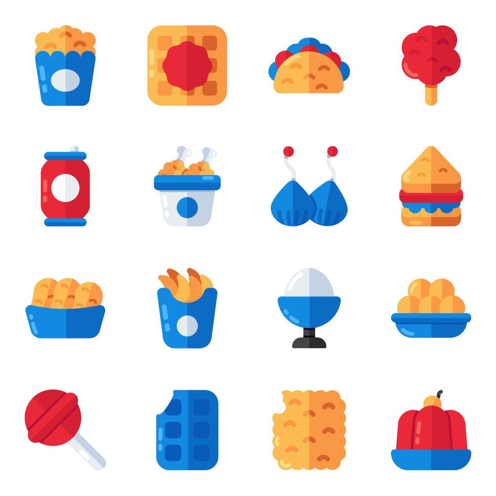 Set of Fast Food Flat Icons vector