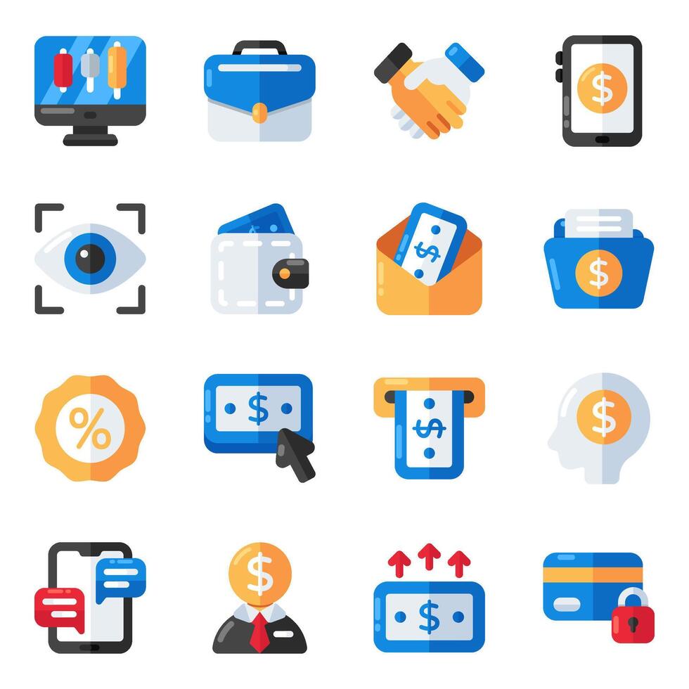 Set of Business and Management Flat Icons vector