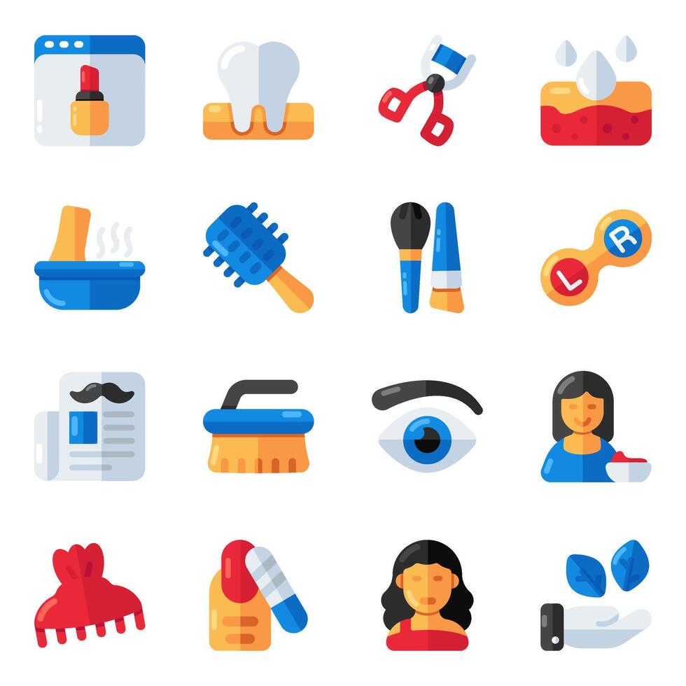Set of Cosmetic Products Flat Icons vector