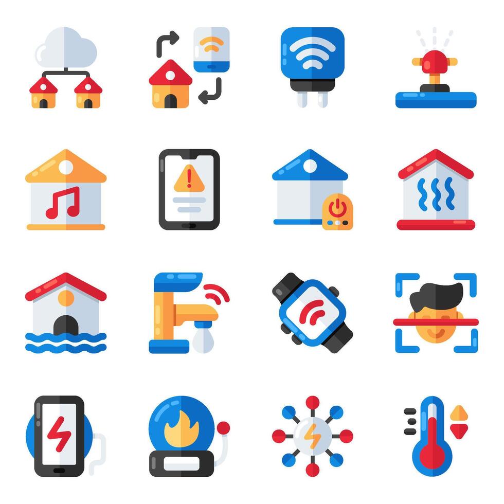 Set of Digital House Flat Icons vector