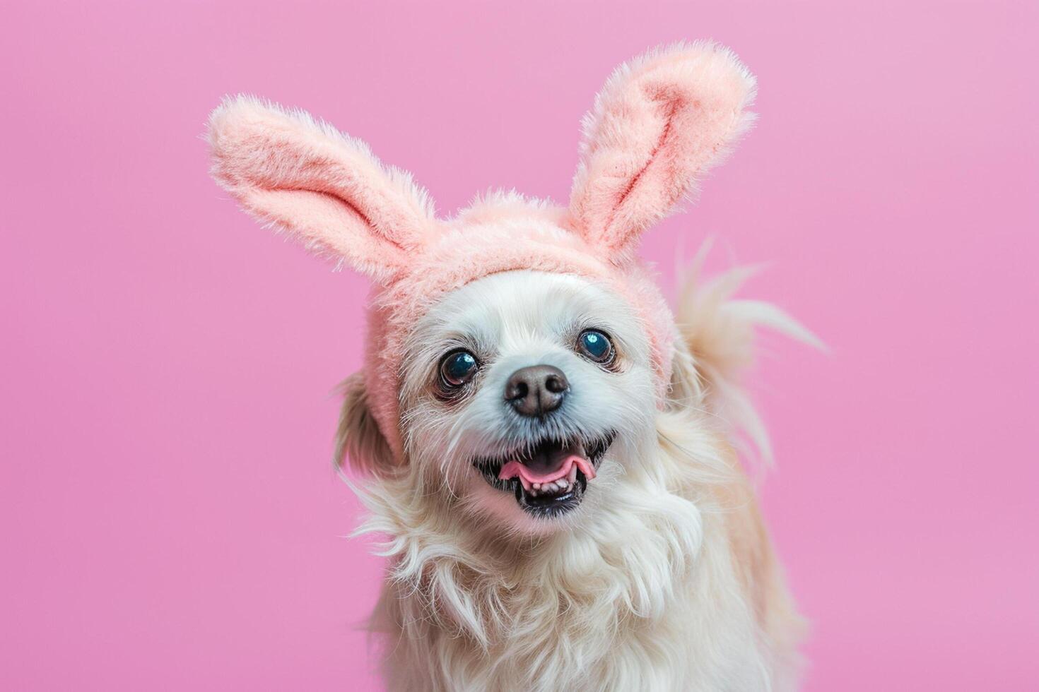 AI generated a dog wearing a bunny headband with generative ai photo