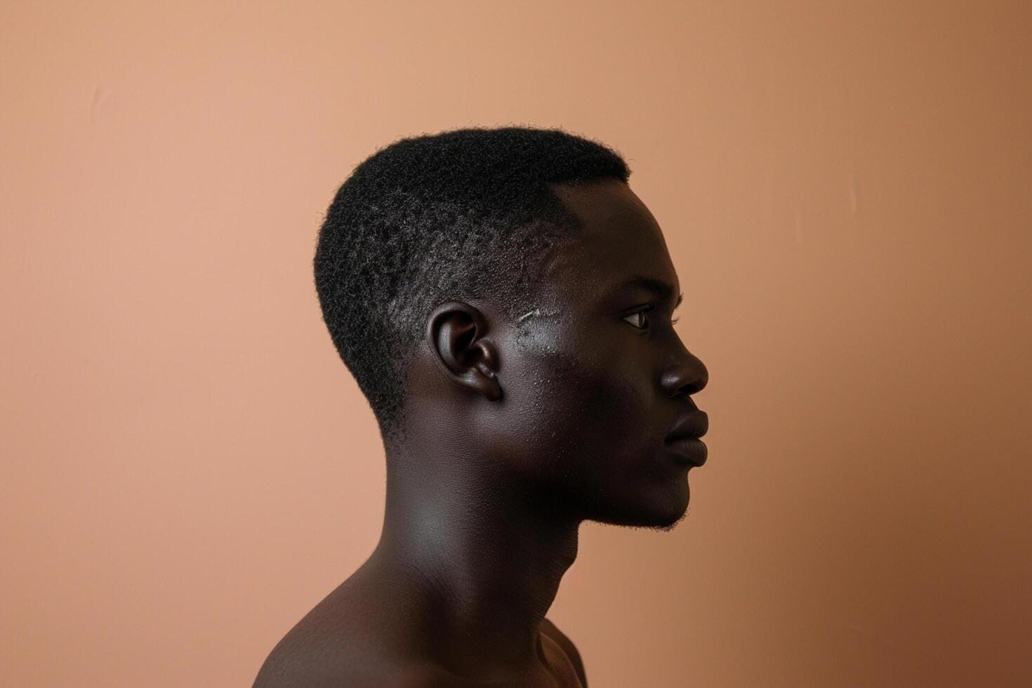 AI generated african male model turn sideways with generative ai photo