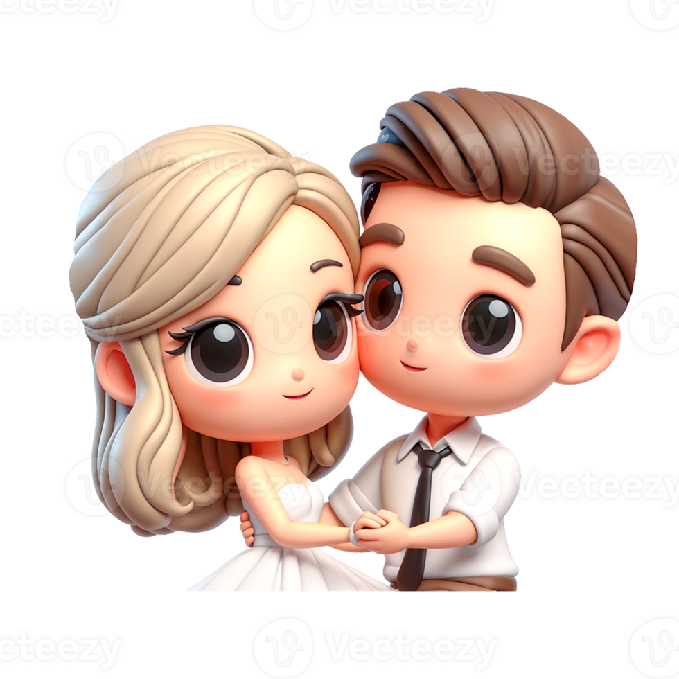 AI generated Couple of lovers in cartoon style  on PNG background.