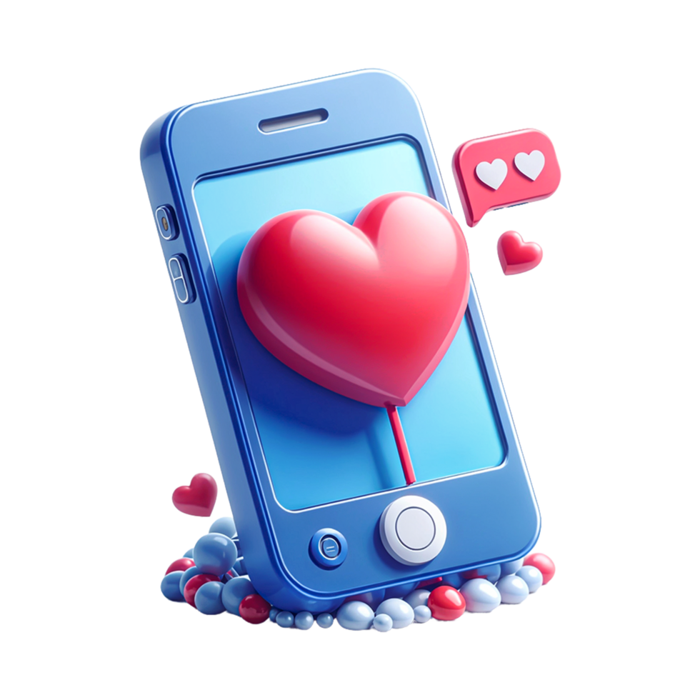 AI generated Smartphone and love message for valentine's day on PNG background.