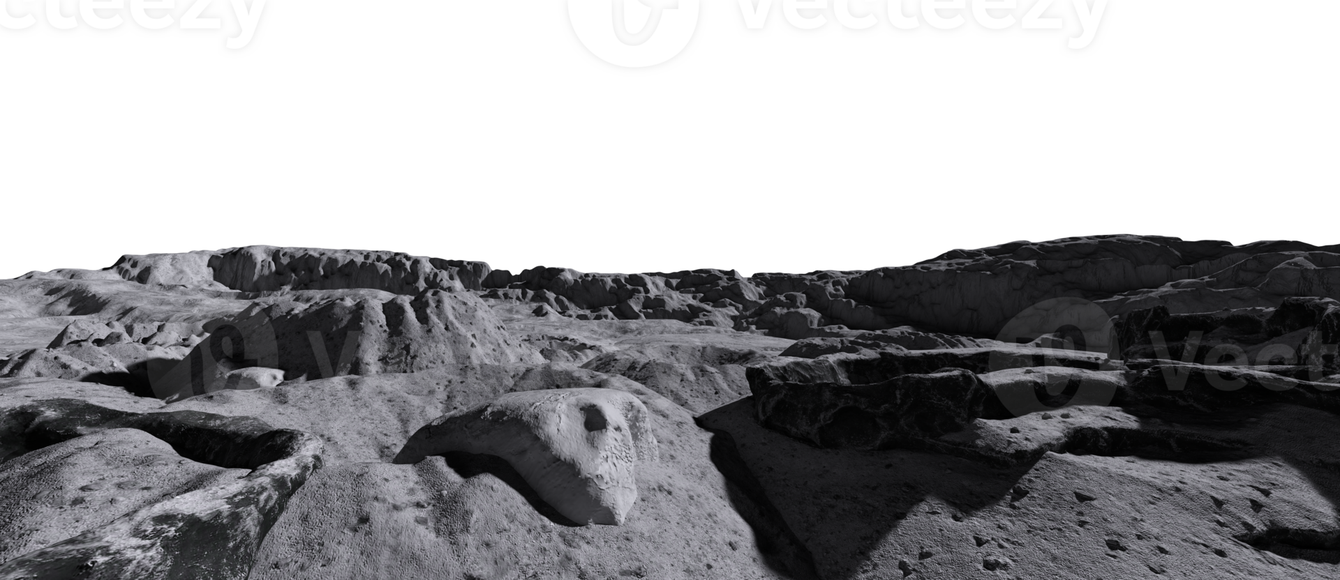 Moon Surface on transparent background, 3d render png