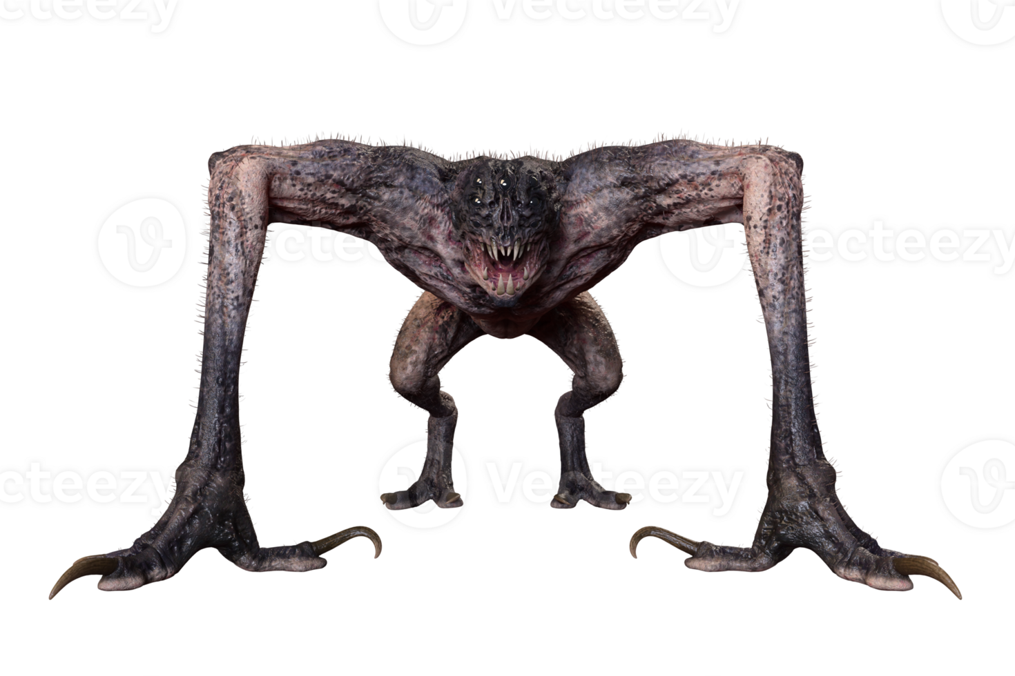 Extraterrestrial monsters on transparent background, 3d render png
